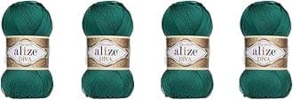 Hand Knitting Yarn 100% Microfiber Acrylic Yarn Alize Diva Silk Effect Thread Crochet Art Lace Craft Lot of 4 skeins 400gr 1532yds (453)