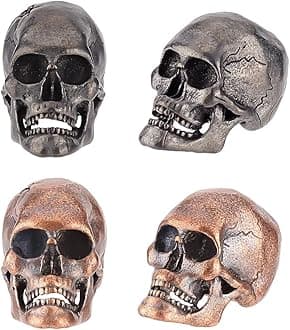 4Pcs 2 Colors Skull Paracord Beads Brass European Large Hole 6mm Skeleton Beads DIY Jewelry Charms Accessories for Bracelet Necklace Making