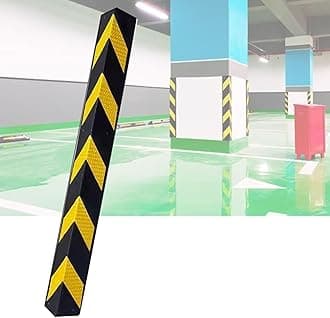 Reflective Rubber Wall Corner Guards with Yellow Stripe Parking Stopper Corner Guards, for Garage, Parking Lot, Warehouse, Office(100cm/39.4in)