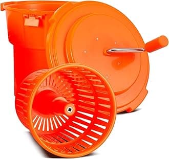 TK 5 Gallon/20 Qt Large Salad Spinner - 2024 Upgrade - 7 Heads of Lettuce - Commercial Manual Lettuce Spinner - 10 Second Dry Time, Heavy Duty Durable Salad Washer with Extended Draining Tube