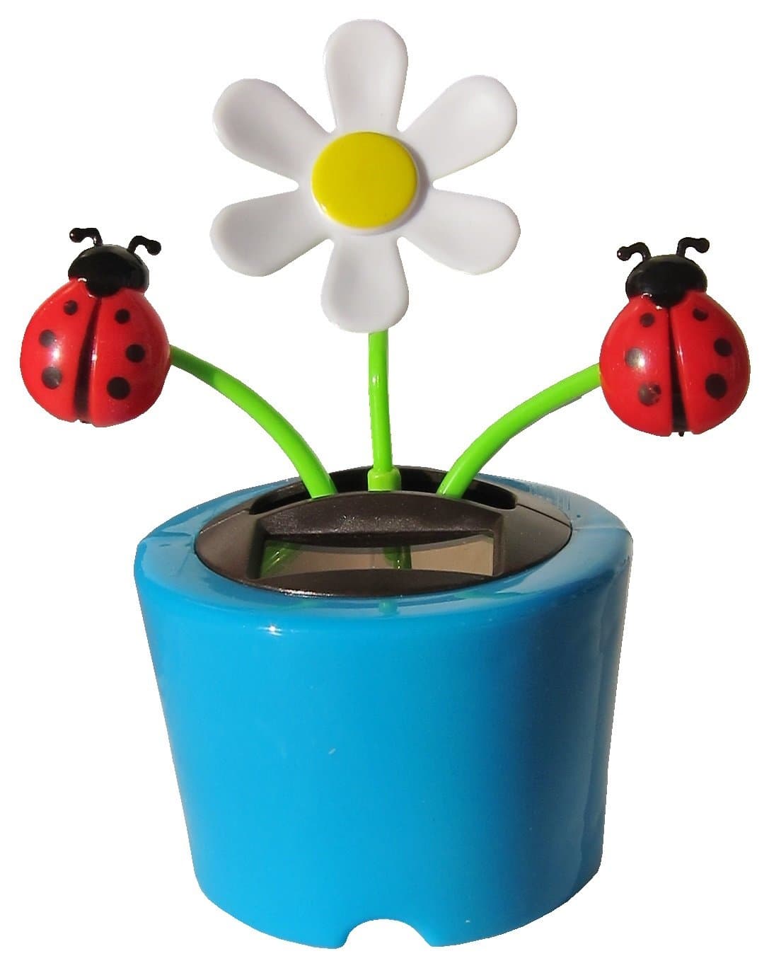 Solar Powered Dancing Daisy with Lady Bugs - Blue