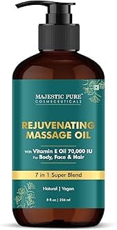 Vitamin E 70K Blend Massage Oil 236 ml - with Sweet Almond, Jojoba, Argan & Avocado Oils, Invigorating & Relaxing Body Massage Oil, for All Skin Types, Men & Women
