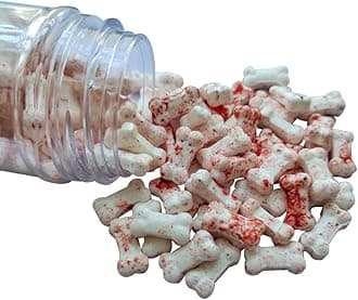 1 Bottle Bloody Red Dog Bones Candy Cake Cupcake Toppers Cookie Decorations Edible Dessert Sprinkles for Halloween Christmas Cake Cupcakes Decoration