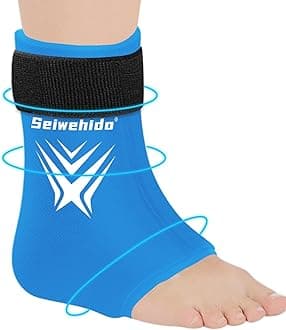 Foot Ankle Ice Pack Wrap for Swelling,Reusable Gel Ice Pack for Sprained Ankle Injuries,Cold Therapy Sleeves Compression for Plantar Fasciitis Relief, Achilles Tendonitis, Sore Feet & Heel (Blue)