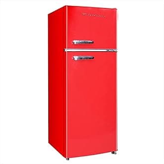 Frigidaire Retro Top Mount Upright Fridge-Freezer Combo, Apartment Size Fridge with Freezer 7.5 cu. ft. capacity - 23.2" D x 21.5" W x 55.5" H (Red)