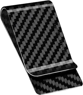 MONOCARBON Carbon Fiber Money Clip Wallet for Men- Minimalist Money Holder - Strong Elastic Clip for Cash, Slim and Durable (Twill Glossy Black)