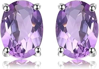 Natural Garnet Peridot Amethyst Citrine Blue Topaz Birthstone Stud Earrings for Women, 14k Gold Plated 925 Sterling Silver Earrings for Women, Gemstones Jewelry Sets for Girls