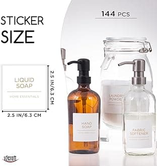 Minimalist Laundry Room Gold Labels Set,144 Water/Oil Resistant Preprinted Matte Stickers,Waterproof Self Adhesive Home Organizing Stickers for Laundry Room,Linen Closet,Bathroom,Cleaning Supplies