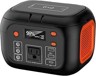 Portable Power Station 97Wh Backup Lithium Battery, Solar Generator Power Bank Station Fasting Charging 150W with Wireless Charging LED Flashlight Power Supply for Home Camping RV Emergency