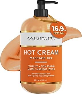 Cosmetasa Hot Cream for Belly - 87% Organic Cellulite Cream - Natural Sweat Cream Massage Gel - for Stomach, Abdomen, Sore Joints, Muscles, Workout (16.9 oz)