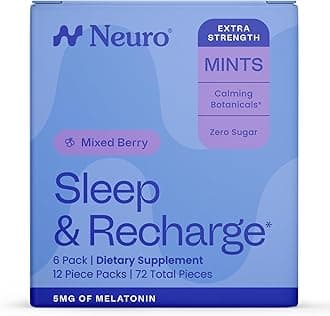 Neuro Sleep & Recharge Meltaway Mints - Contains Melatonin 5mg, Chamomile & Elderberry - Travel Aid for Nighttime Relaxation & Healthy Sleep Cycle - Night Berry 144, ct