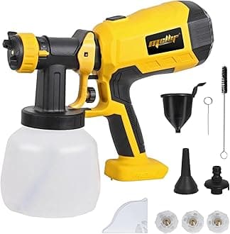 Cordless Paint Spray Gun Compatible with Dewalt 20V Max Battery (Tool ONLY) 150W Brushless Handheld HVLP Stain Sprayer for Countless Painting, Home Interior and Exterior, House Painting