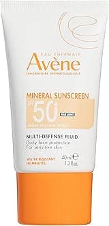 Avène Mineral Sunscreen Multi-Defense Fluid Tinted SPF 50+, Clean Formula Sunscreen for Sensitive Skin, Reef Friendly, Tint, Non-Whitening, Antioxidant Protection, 1.3 Fl Oz