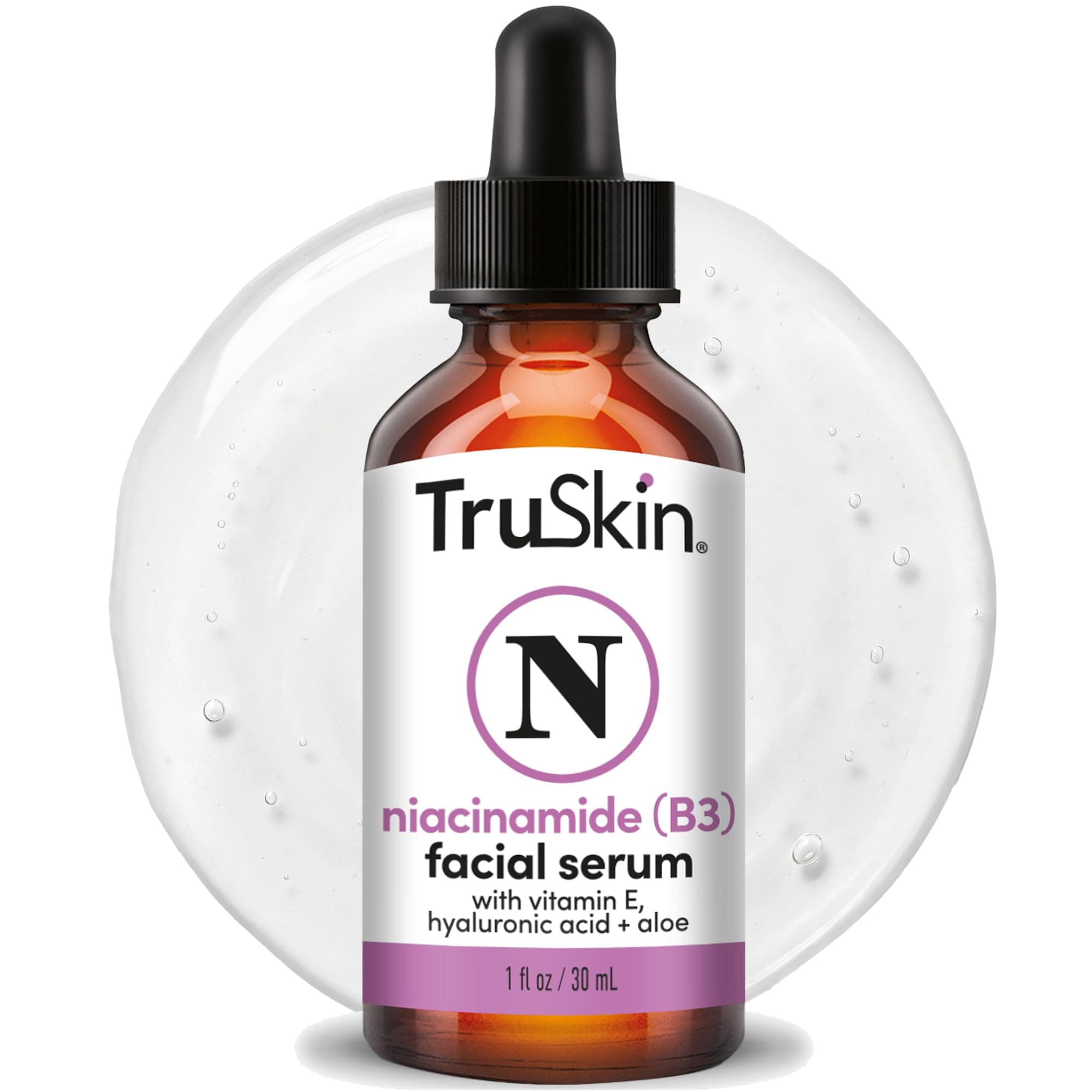TruSkin B3 Niacinamide Serum for Face, Anti-Aging and Acne Treatment Blend with Hyaluronic Acid, Vitamin E, Organic Aloe and Avocado Oil, Best for Hyperpigmentation Treatment, Pore Minimizer, 1 fl oz