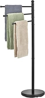 MyGift 40 Inch Freestanding Matte Black Towel Rack for Bathroom