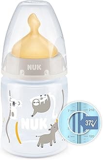 First Choice+ Baby Bottle | 0-6 Months | Temperature Control | Anti Colic Vent | 150 ml | BPA-Free | Latex Teat | Safari (Beige)