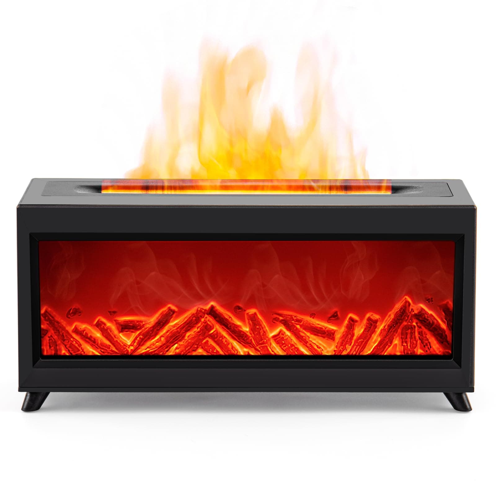 Essential Oil Diffuser,Fireplace Colorful Flame Diffuser,220ml Ultrasonic Cool Mist Humidifier,Aromatherapy Diffuser for Home, Large Room, Office, Timer or Waterless Auto-Off. (Black)