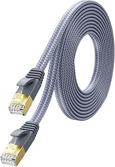Ethernet Cable 50ft - Nylon Braided Flat High Speed Cat 7 Internet Cable LAN Cable Shielded Fast and Stable Ethernet Cord for Home and Office