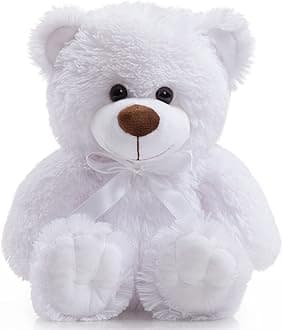 Super Color Teddy Bear Stuffed Animals Plush Toy for Children Girlfriend Family Congratulations Baby Shower Birthday White 14 inch