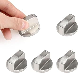 4 Pcs Gas Stove Knob,6mm Durable Metal Switch Control Stove Adaptors Knobs,Cooker Replacement Knobs,Oven Switch Cooking Control Knobs for Kitchen Cooktop, Gas Stove & Various Ovens(Silver)