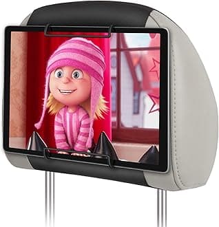 WONNIE Car Headrest Mount Holder for Tablets, Tablet Holder for Kid in Car Back Seats, Tablet Car Holder with Adjustable Headrest Strap & Anti-Slip Silicone Holding Clamp, Fits All 10"-12.9” Tablets