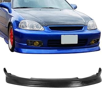 FREEMOTOR802 Front Bumper Lip Splitter Fits 1999-2000 Honda Civic, JDM CS Style Unpainted Black PU 1PC Air Dam Chin Spoiler Underbody Front Lip Spoiler Lower Guard Protector