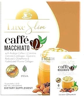 Luxe Slim Cafe Macchiato with Hydrolyzed Collagen & Glutathione, 21g x 10 Sachets, 0.74 Ounce (Pack of 10)