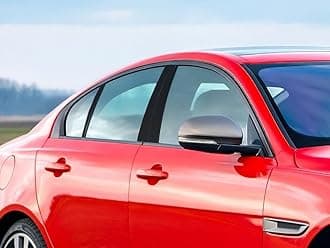 Rvinyl Pillar Post Pre Cut Window Trim Kits in Carbon Fiber 4D Black Compatible with Jaguar XE 2017-2020 - Adhesive Backs