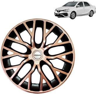 PRIGAN ETIOS Liva Copper Black Wheel Cover 14" for -Etios Liva (Set of 4 Pcs) (Press Fitting) Model- Phantom Copper 14