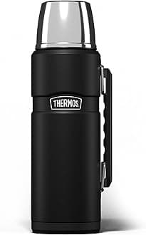 Thermos - Stainless King Matt Black Travel Flask (1.2L) Premium Leak Proof Insulated Tea & Coffee Flask for Hot & Cold Drinks, Built-in Cup, Twist-Pour Stopper, BPA-Free, Durable Steel