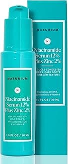 niacinamide serum 12% plus zinc 2% - 1oz, vitamin b3, minimize pores, balance oil production, wrinkles, fine lines, hyaluronic acid & vitamin e, NATR-10007