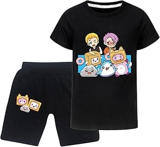 TONGQUDLankybox Boys' Shorts Cotton Casual Comfort Shorts for Boys Casual Summer Cool Kids Sports Pants and Top Tee