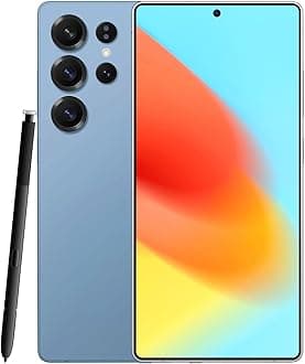 Unlocked Cell Phones C25 Ultra Build-in Pen, Snapdragon 888 Processor, 5G Dual SIM, 6.9" Screen Android 14 Mobile Phone, 12GB+512GB Smartphone, 6800mAh Battery, 48MP+108MP Camera, Face ID Blue