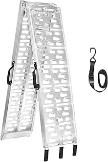 Aluminum Motorcycle Ramp with Handle – 750 Lbs Capacity, 7.5ft Folding Ramp with Load Straps for Pickup Trucks, Dirt Bikes, Motorcycles | 89" L x 12" W | 1 Pc