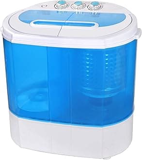 Small Portable Washing Machine 9.9lb Mini Compact Washer Twin Tub Laundry Machine Top Load Spinning and Washing Combo 6.57 FT Inlet Gravity Drain Hose