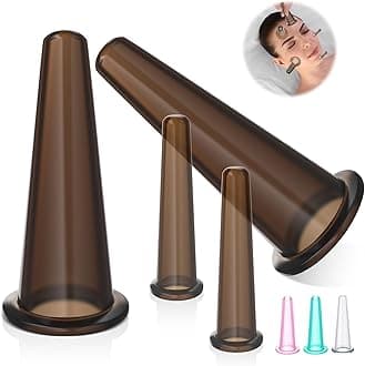 4 Pcs Face Cupping Set, Facial Cupping Set for Face and Eye Massage, Silicone Massage Vacuum Anti Aging Beauty Tool Facial Care(Black)