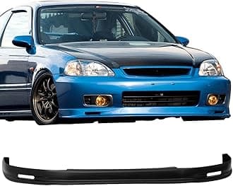 FREEMOTOR802 Front Bumper Lip Splitter Fits 1999-2000 Honda Civic, Mugen Style Unpainted Black PP Air Dam Chin Spoiler Underbody Front Lip Spoiler Lower Guard Protector Styling Trim