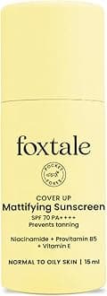 Foxtale SPF 70 Gel-Cream Sunscreen for Oily Skin | Oil Control Sunscreen with PA++++ & Niacinamide | UVA UVB Protection | Prevents Tan | Lightweight, Pore-minimising, No White Cast | 15ml