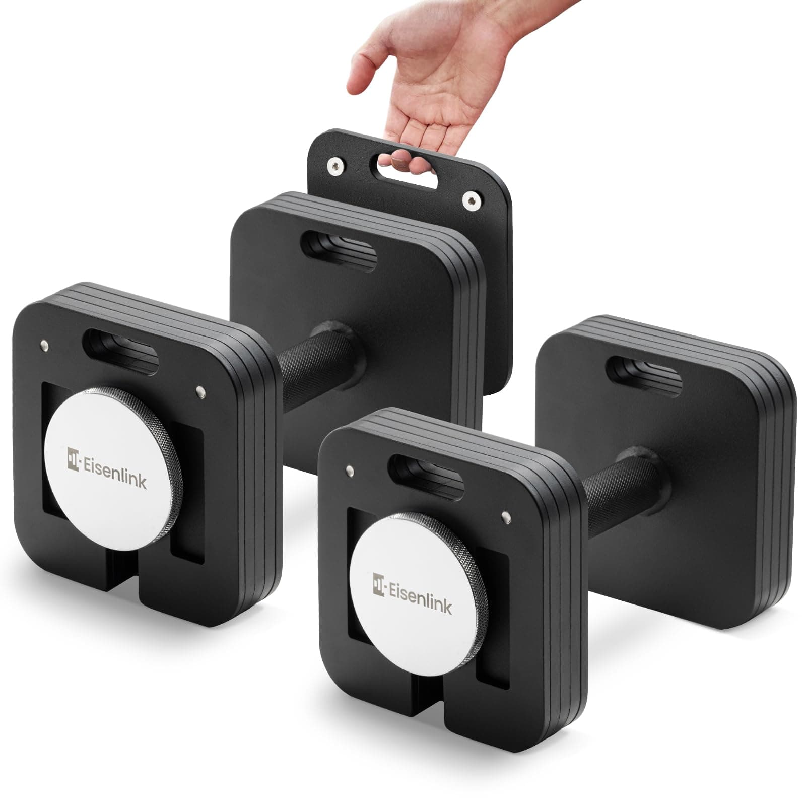 Eisenlink Adjustable Dumbbell Set, 10-50/80lb, 5lb Increments, Quick-Lock Square Weight Dumbbells for Home Gym Fitness (50/80lb×2)