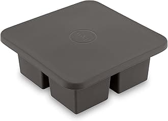 Peak Silicone Extra Large Cube Ice Tray w/ Protective Lid | Charcoal | Easy to Remove Ice Cubes | Food Grade Premium Silicone | Dishwasher Safe, BPA Free
