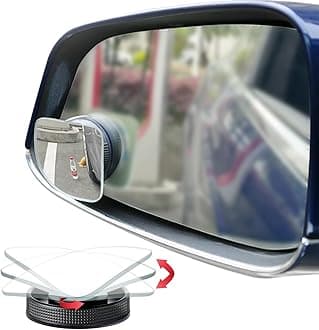 Ampper Suction Cup Blind Spot Mirror, HD Glass Frameless Removable Convex Wide Angle Rear View Mirror (Fan Shape, Pack of 2)