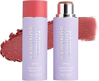 Naked Sundays SPF 50 Glow Balm – Peptide-Infused Multi-Tasking Blush Stick for Cheeks, Lips & Eyes – Broad Spectrum Zinc Oxide Blush Sunscreen – 8g (Dusty Rose)