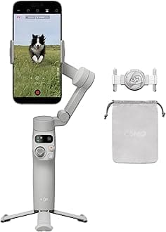 Osmo Mobile 7 Gimbal Stabilizer for iPhone, Android, Built-in Tripod, Portable Stabilizer for iPhone, Selfie Stick, 3-Axis Phone Gimbal, ActiveTrack 7.0, One-Tap Edit, 10hrs Use, Phone Charging