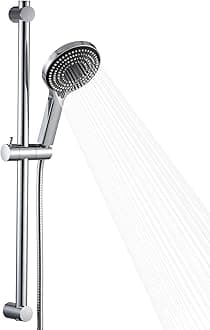 OFFO Shower Slide Bar with 6 Modes Shower Head Set, 1.5m Stainless Steel Hose,Adjustable 70cm Riser Rail and High Pressure Handheld Showerhead,Chrome