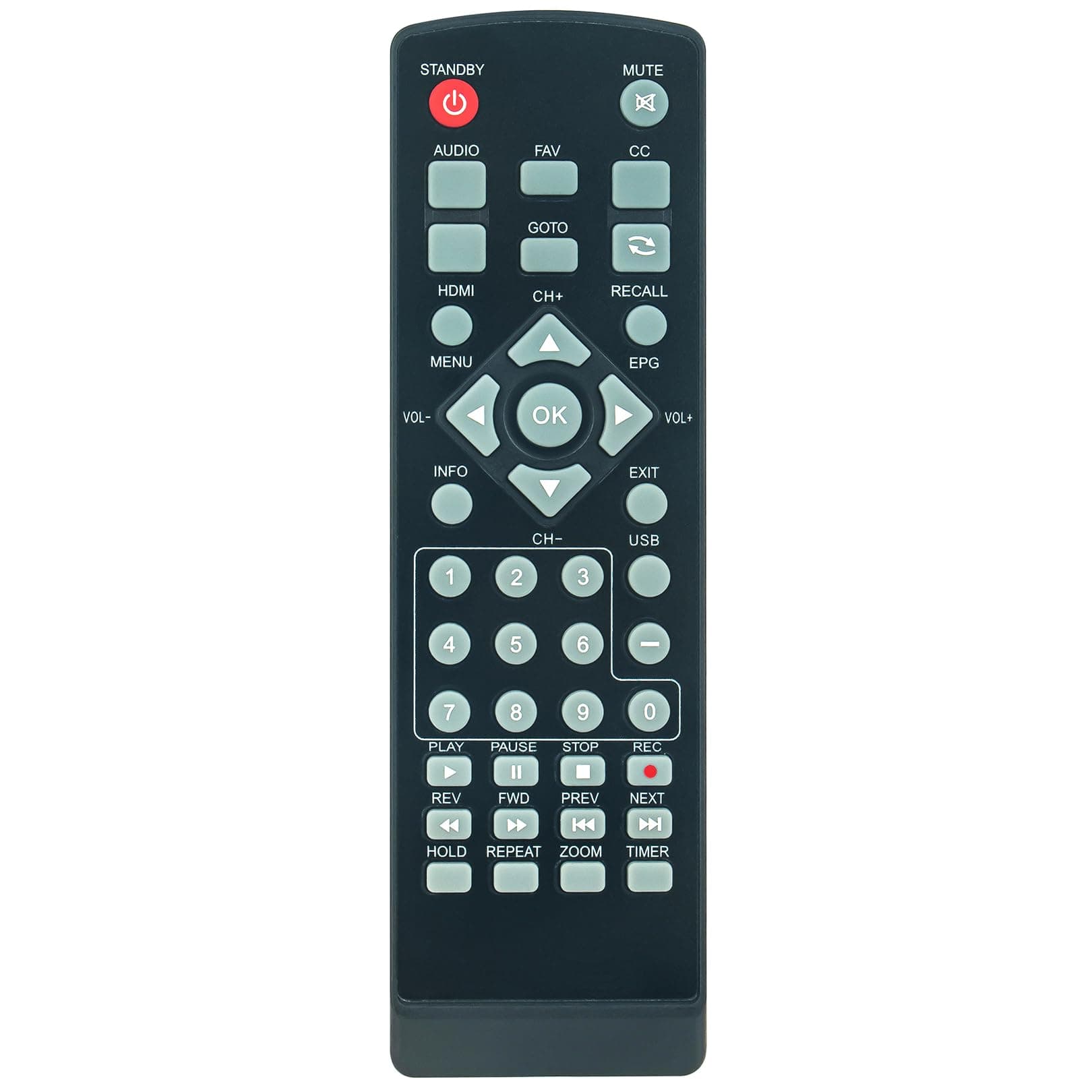 Replace Remote Control Compatible with Ematic Digital TV Converter Box AT103B Digital Converter
