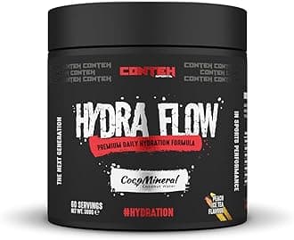 Hydra Flow Electrolyte Powder with CocoMineral® | Premium Daily Hydration Supplement | Replenish Electrolytes & Vitamins | 30 Servings | Post-Workout & Daily Use (Peach Ice Tea)