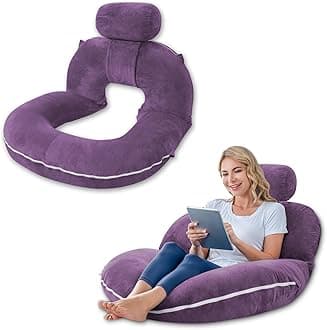 INSEN Reading Pillow, Back Pillow for Sitting in Bed and Couch, Gaming Pillow for Adults, Sit Up Support for Bed, Purple
