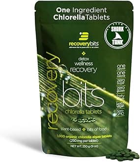 RECOVERYbits - Organic Chlorella Tablets - Plant-Based Algae Superfood - Chlorophyll - Cracked Cell Wall - Energy - Immune System - Detox - Keto - Vegan - Non-GMO - Large Bag - 1000 Tablets