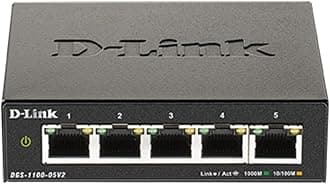 D-Link 5-Port Gigabit Smart Managed Switch —5GbE Ports —L2—VLANs —Web Managed —Desktop—Fanless —NDAA Compliant —Lifetime Protection (DGS-1100-05V2)