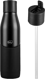 Pigeon by Stovekraft Luxe Thermos Stainless Steel Sipper Flask 500ml with Straw| 24 Hours Hot and Cold|Leak Proof|Easy to Open|Easy to use|Ideal Usage for Office Men/Women|School/College|Travel|Black